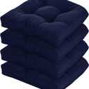 19x19 Outdoor Chair Cushions Set of 4, Tufted Wicker Patio Furniture Cushions, Thick Outdoor Seat Cushions for Lawn Chairs, Overstuffed and Water Resistant, Navy