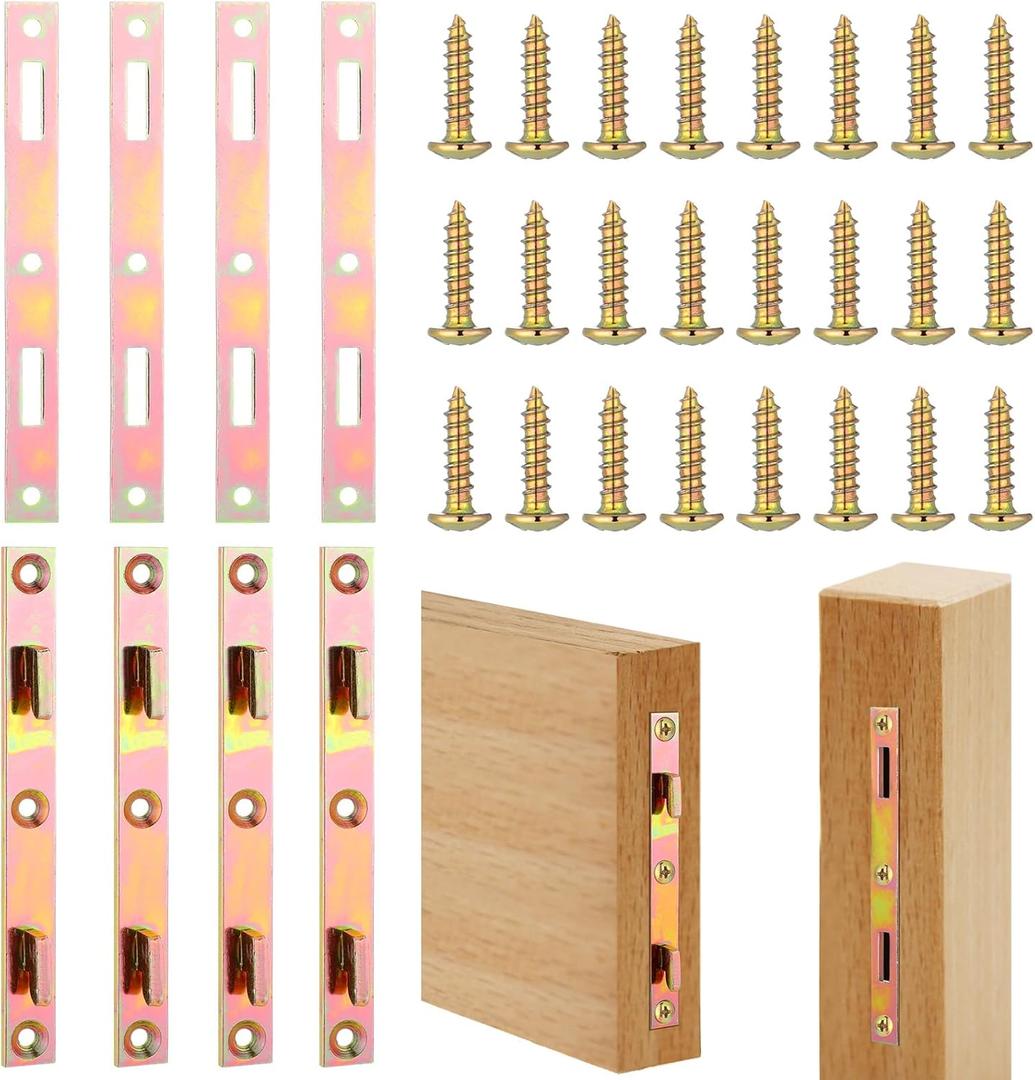 MorningRo 4 Pair 5" Bed Rail Fasteners Bed Rail Brackets with Screws Heavy Duty Bed Frame Rail Hardware Bed Rail Connectors Bed Frame Replacement Parts for Furniture Bed Wood