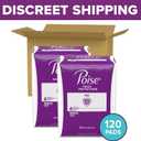 Poise Incontinence Pads & Postpartum Incontinence Pads, 5 Drop Maximum Absorbency, Long Length, 120 Count (2 Packs of 60),