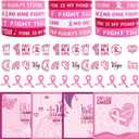2 x Fancy Land Pink Ribbon Pins Breast Cancer Bracelets Bulk Cards Temporary Tattoos Set for October Awareness Month Women Girl Charity Events Accessories Survivor Gifts 12Pack
