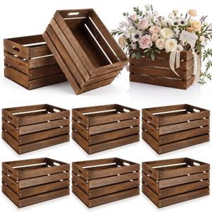 Weysat 6 Pack 12 Inch Wood Crates Box for Storage Display, Rustic Brown