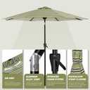 Tempera 9ft Patio Market Outdoor Table Umbrella with Push Button Tilt and Crank, Large Sun Umbrella with Sturdy Pole & Fade Resistant Canopy, Easy to Set, Grass Stripe