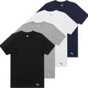 Puma Men's 4 Pack Cotton Crewneck Short Sleeve T-Shirt (Medium, Black/Grey/White/Navy)