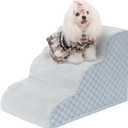 Dog Stairs Ramp for Couch 15.7" H, 3-Step Pet Stairs for Small Dogs with High Density Foam, Dog Slope Stairs with Durable Non-Slip Bottom for Puppy Grey