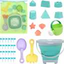 RACPNEL Beach Toys Sand Set for Kids, Collapsible Bucket and Shovels with Mesh Bag, Molds, Flags, Sandbox Kids Toddlers, Travel (Tavel Size)