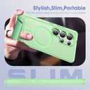 Compatible with Samsung Galaxy S24 Ultra Case [Built-in Invisible Kickstand][Compatible with Mag-Safe] Military Grade Shockproof Translucent Phone Case for S24 Ultra 6.8'',Green