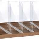 ROUFA 4Pcs Clear Acrylic Shelf Dividers, Adjustable Closet Organizer Fit for Any Thickness of Shelves, Multi-Purpose Wood Shelf Separators for Bedroom, Kitchen, Office, Bathroom, 11.8''x11''