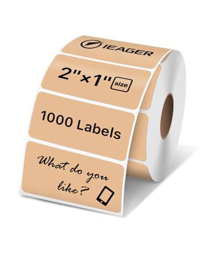 iEager 2x1 Inch Thermal Labels, Brown Rectangle Thermal Printer Stickers, Durable Shipping Label Printer Sticker for Barcode, Name, Address, 1000 Labels/Roll