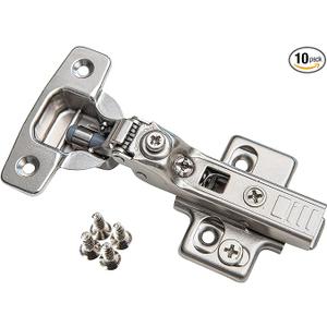 Soft Close Cabinet Hinge Set. 10 Frameless Half Overlay Cabinet Hinges for Kitchen Cabinets with Adjustable Closing Speeds.