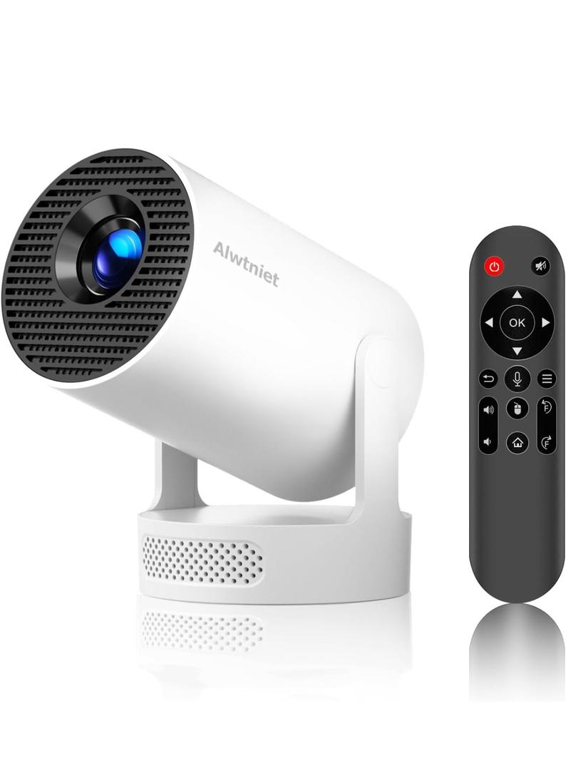 Mini Projector with Wifi 6 and Bluetooth5.4, Portable Projector 4K Support, Android 14 Smart Proyector with 200ASIN & Auto Keystone, Alwtniet HY300Pro+ Small Proyector for Bedroom, Movie, Outdoor
