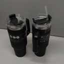 2 Pack 40 oz Tumbler with Handle and Straw Lid, Stainless Steel Double Wall Vacuum Insulated Travel Mug, Insulated Coffee Mug, with Silicone Spill Proof Stopper Set (Black)