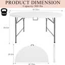 4 FT Round Folding Tables with Carrying Handle Lightweight Portable Plastic Commercial Table Steel Legs for Party, Dining, Wedding, Events, Picnic Indoor, Outdoor (White,1 Pack)