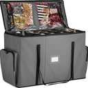 ZOBER All in One Christmas Ornament Storage Box & Decoration Container - Easy Access Removable Trays, Keeps 73 Ornaments - Adjustable Extent Area for Figurines and Pockets for Decoration - Gray