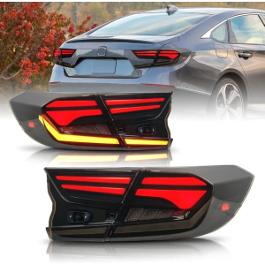 Rowxroad LED Tail Lights Compatible with Honda Accord 10th/10.5th Gen 2018 2019 2020 2021 2022 2023 Smoked Rear Lamps with Dynamic Animation, A Type, TL-009-1A