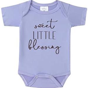 BIBIBLISSBABY Sweet Little Blessing Baby Onesie, Gender Neutral Pregnancy Announcement Outfit for Newborn, 0-3 Months Infant Bodysuit Gift for Grandparents or Baby Shower Reveal (XS, Taro)