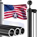 25 FT 12 Gauge Heavy Duty Flag Pole - Extra Thick Aluminum Flagpole kit with 5x3 Nylon Embroidered Flag,for Outside Yard,Outdoor,Commercial or Residential-Ground - 110MPHWind TestedBlack