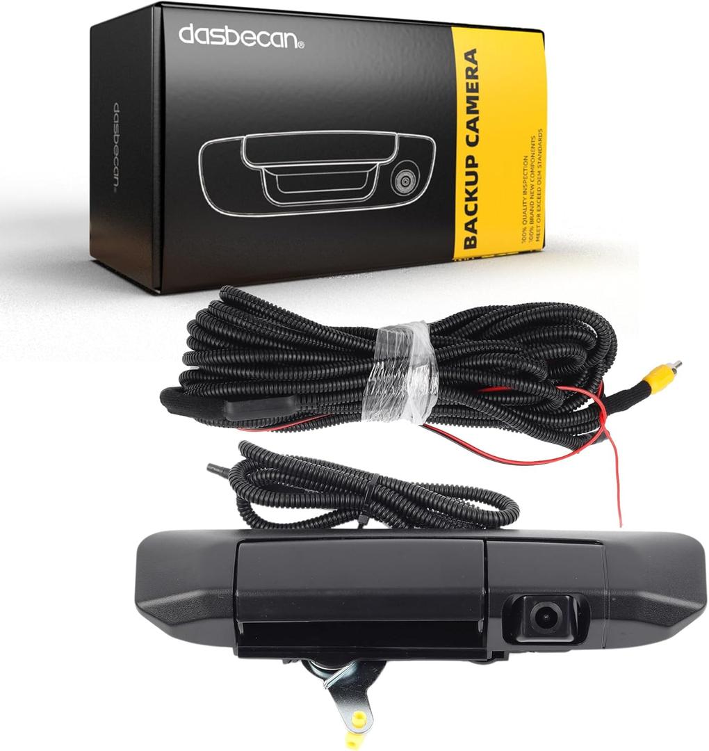 Dasbecan Tailgate Handle Rear View Backup Camera 6909004020 Compatible with Toyota Tacoma 2005-2015 Black Aftermarket Replacement Reverse Parking Liftgate Latch Handle Camera (RCA Connector)