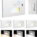 4 Pack Motion Sensor Stair Lights Indoor Outdoor,Dimmable Motion Activated Step Lamp 3000K/4000K/6000K,Hardwired 120V 4W IP65 Waterproof Outside Stairway Lights,Led Staircase Light- White