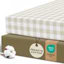 Pobibaby  2 Pack Crib Sheets for Boys, Premium Fitted Baby Boy Crib Sheets for Standard Crib Mattress  Ultra-Soft Jersey Knit, Safe and Snug, Stylish Design (Gingham Khaki)
