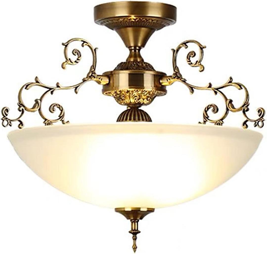 The 16-inch Wide Glass Circular White Glass Ceiling lamp E26 Screw-Type 3-lamp is Suitable for Lighting in Living Rooms, Kitchens, Foyers, Bedrooms, Balconies and Corridors