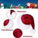 Santa Hat, Santa Hat for Adults, Unisex Velvet Comfort Wine Red Christmas Hats Extra Thicken Classic Plush for Christmas New Year Festive Holiday Party Supplies