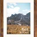 Brown 8x10 Picture Frame with Mat for 6x8 Display, Rustic Desk Wall Photo Frame for Horizontal and Vertical, 1 Pack