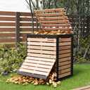 95 Gallon Solid Wood Composter, Outdoor Compost Bin with Pull-Out Door, Large Composting Bin for Backyard, Garden, Patio, Natural