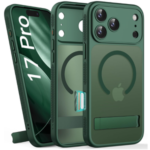 BXYJY for iPhone 17 Pro Magnetic Case with Stand, 2 Privacy Screen Protectors, Camera Control, Compatible with MagSafe, Full Lens Protection, Military Drop, Translucent Case for iPhone 17 Pro, Green