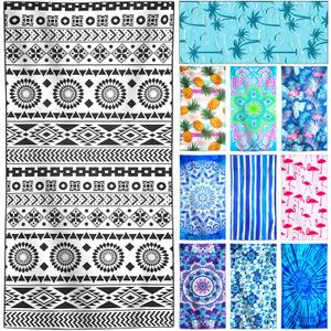 Microfiber Lightweight Thin Overysized Beach Towel Compact Sandproof Clearance Towels Quick Dry Sand Free Swim Pool Camping Blanket Travel Essentials Accessories Women Men Adults Black Bohemia (72.00" x 36.00")