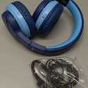 iClever BTH12 Kids Bluetooth Headphones,Colorful LED Lights Kids Headphones Wireless,74/85dBA Safe Volume,85H Playtime,Fast Charging,Bluetooth 5.2,Over Ear,Builtin Mic for iPad/Tablet/Airplane,Blue