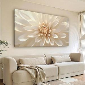 Trogonup Large Floral Canvas Wall Art for Living Room Modern White Gold Flower Botanical Landscape Artwork for Teen Girls Room Bedroom Office Kitchen 29x58 Inch