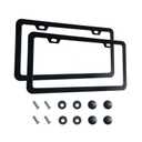 Premium Matte Black License Plate Frame, Solid Rust-Proof Aluminum Holder with 4 Holes, Universal Car Frame for Women and Man