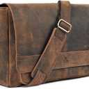 Genuine Leather Messenger Bag-16'' Satchel Shoulder Bag for Men & Women, Crossbody Work Bag for Travel, Office, and Daily Use
