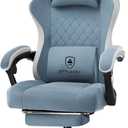 GTPLAYER Gaming Chair, Computer Office Chair with Pocket Spring Cushion, Linkage Armrests and Footrest, High Back Ergonomic Computer Chair with Lumbar Support Task Chair with Footrest (Lightblue)