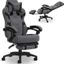 Respawn 110 Pro Ergonomic Gaming Chair with Footrest for Adults - Comfortable Office Gaming Recliner with Lumbar Support and Headrest, Racing Style Video Game Chairs for Computer Gamer - Gray Fabric