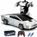 Remote Control Cyberpickup Toy Transform Robot Toy for Boys Girls 2.4Ghz RC Car 2 in 1 Transforming Truck with Light Effect 1/ 24 Vehicle 360° Rotation Car Birthday Charistmas Gifts for Kids