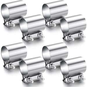 MorningRo 8 Pcs 3 Inch Exhaust Clamp Stainless Steel Exhaust Pipe Muffler Clamp Butt Joint Band Sleeve Coupler for Pipes Muffler Connections, Catalytic Converters
