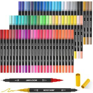 Mogyann Markers for Adult Coloring 72 Coloring Pens Dual Tip Brush Markers for Coloring Books (72 Black)