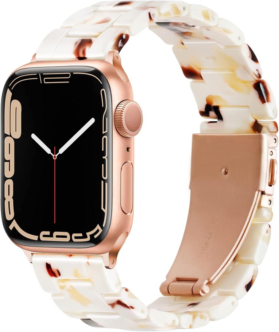 Lightweight Resin Band For Apple Watch Series 11 10 9 8 7 6 5 4 3 2 1 SE 3 2 Ultra 3 2, Fashion Adjustable Replacement Strap for iWatch Bands 38mm 40mm 41mm 42mm for Women Men