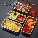 Stainless Steel Snack Containers, 2 Pcs Reusable Food Storage Containers with Lids, Condiment Container, Grab and Go Snack Containers for Snacks,Dips,Lunch,Travel and Outdoor Camping (Large, 2 grid+1 grid)