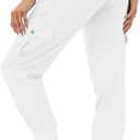 MoFiz Women's Lightweight Hiking Cargo Pants Outdoor Quick Dry Casual Travel Sweatpants Joggers Elastic Waist Button Pockets (White, XL)