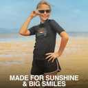 Kanu Surf Girls' Karlie Rash Guard UPF 50+ Sun Protection Short Sleeve Swim Shirt (8, Cori Black)