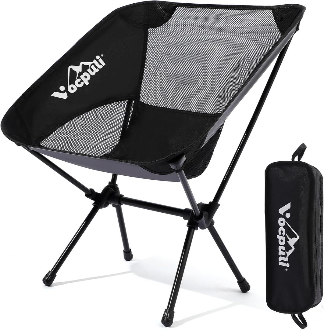 Camping Chair, Lightweight Folding Backpacking Hiking Chair, Compact Portable 330 lbs CapacityGifts for Men (Black -1pack