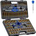 Orion Motor Tech 87pc Tap and Die Set, SAE and Metric Threading Tool Kit for Coarse & Fine Internal and External Threads, Complete Threading and Rethreading Tool Kit with Accessories and Storage Case