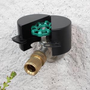 Water Spigot Lock Outdoor Faucet Lock System Gate Valve Lockout Device Hose Bib Lock Childproof Exterior Faucet Locks, Prevent Water Bandit and Stop Unauthorized Water Use, Metallic Black