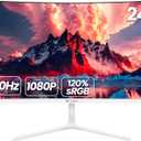 CRUA 24 Inch Curved Monitor, FHD(19201080P) 100HZ 120% sRGB Computer Monitors, Narrow Bezels on Three Sides, Blue Light Filter PC Monitor for Home, Office and Dormitory(HDMI, VGA)-White