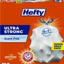 Hefty Ultra Strong 13 Gallon Trash Bags, Tall Kitchen Trash Bags 13 Gallon Size, Drawstring Closure, Continuous Odor Control, White, Unscented, 110 Bags