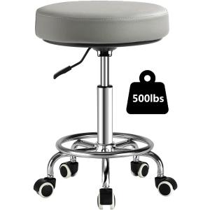 Rolling Stool with Wheels,360 Swivel Tattoo Chair, Adjustable Heavy Duty Office Stool for Guitar Tattoo Shop Kitchen Beauty Hair Salon Spa Lab Medical Gray (Grey)