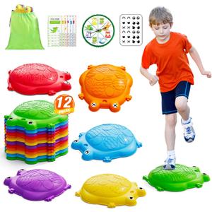Stepping Stones for Kids, 12PCS Non-Slip Toddler Balance Steps Stones, Obstacle Courses Sensory Toys, Coordination Game Gift for Boys Girls Indoor Outdoor Play