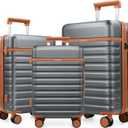 Luggage Sets 3 Piece, PC Hardside Carry on Suitcase with Spinner Wheel TSA Lock, Suitcase Set for Women Men (Grey)